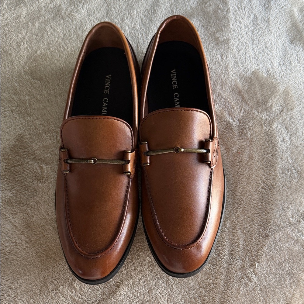 Vince Camuto Tan Leather Bit Slip-On Loafers